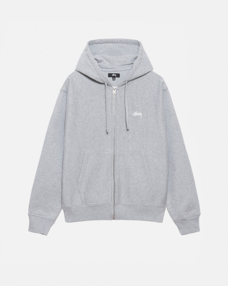 Stussy Stock Logo Zip Hoodie Kadın Gri Türkiye | DGL-6605