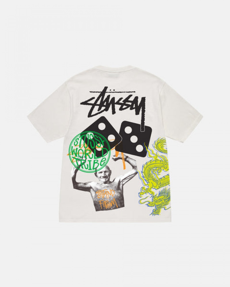 Stussy Strike Pigment Dyed Tee T shirt Kadın Bej Rengi Türkiye | PGU-4537