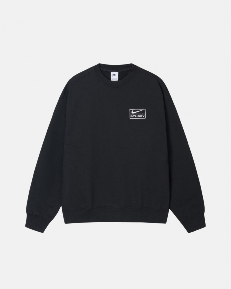 Stussy Stone Wash Fleece Crew Tişörtü Kadın Siyah Türkiye | ZER-7071