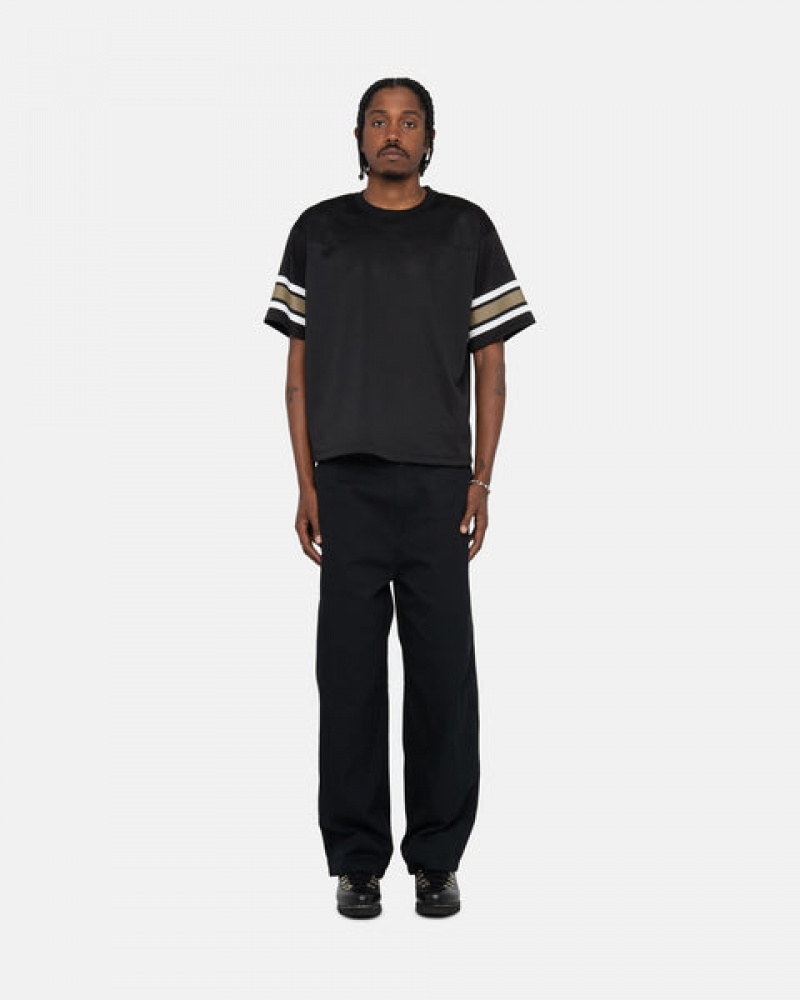 Stussy Surfman Mesh Football Jersey Üstler Erkek Siyah Türkiye | TQF-7291