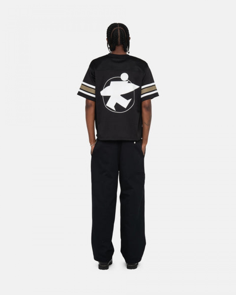 Stussy Surfman Mesh Football Jersey Üstler Erkek Siyah Türkiye | TQF-7291