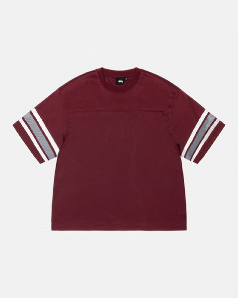 Stussy Surfman Mesh Football Jersey Üstler Erkek Bordo Türkiye | OWC-4593