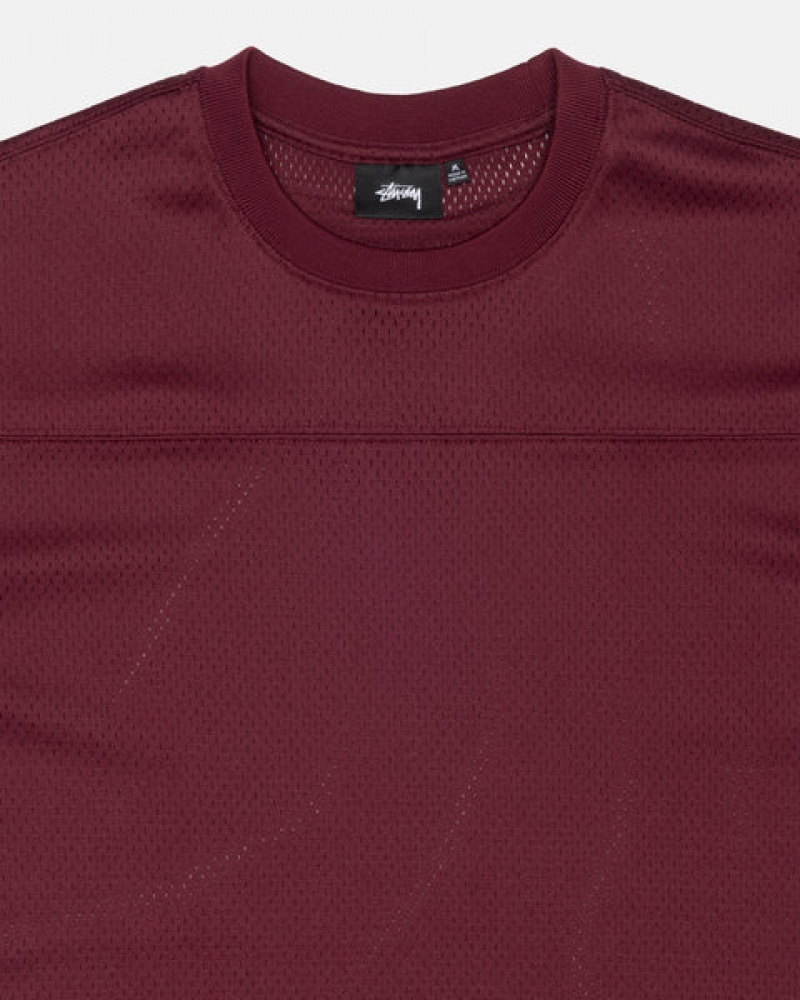 Stussy Surfman Mesh Football Jersey Üstler Erkek Bordo Türkiye | OWC-4593