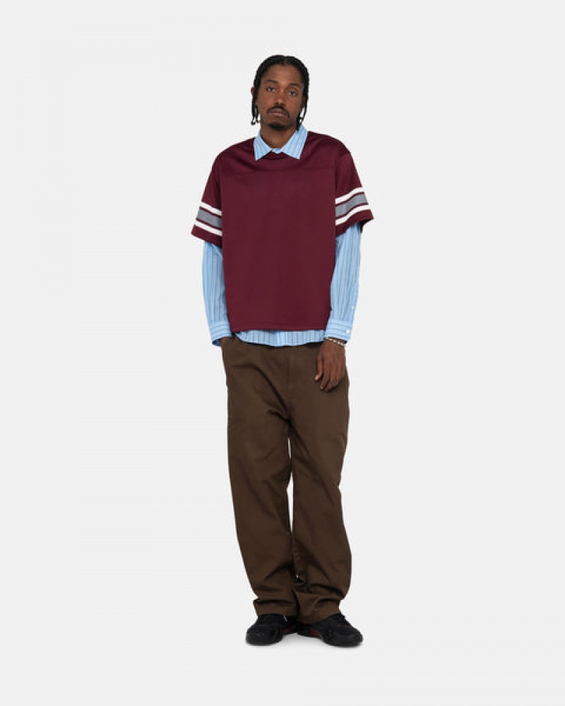 Stussy Surfman Mesh Football Jersey Üstler Erkek Bordo Türkiye | OWC-4593