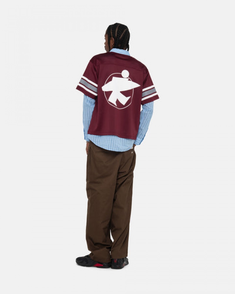 Stussy Surfman Mesh Football Jersey Üstler Erkek Bordo Türkiye | OWC-4593