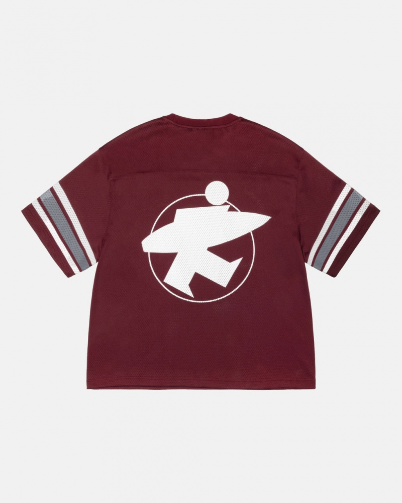 Stussy Surfman Mesh Football Jersey Üstler Erkek Bordo Türkiye | OWC-4593