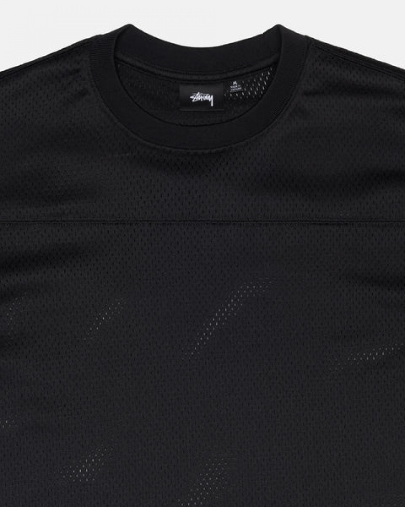 Stussy Surfman Mesh Football Jersey Üstler Kadın Siyah Türkiye | PTP-4052