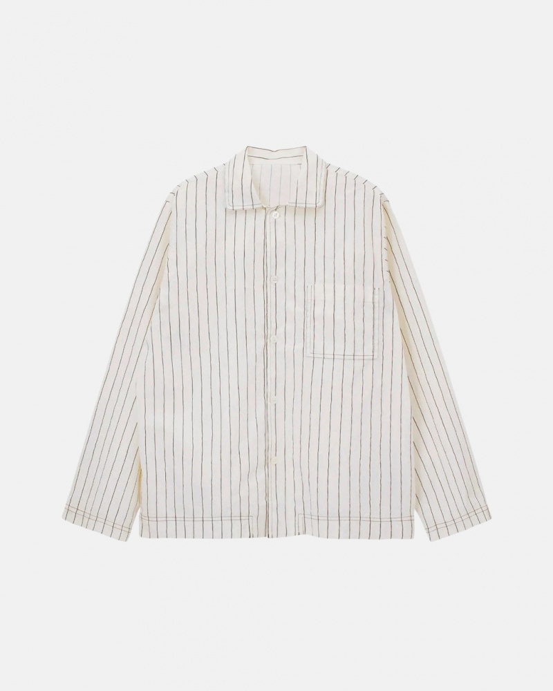 Stussy Tekla Poplin Pyjama Shirt Gömlek Kadın Bej Rengi Türkiye | FNS-0527