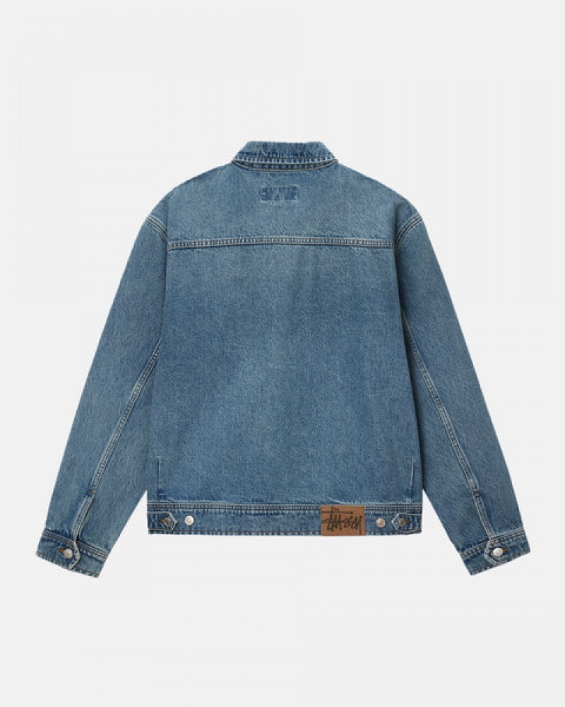 Stussy Zip İş Jacket Denim Kadın Mavi Türkiye | LFZ-9472