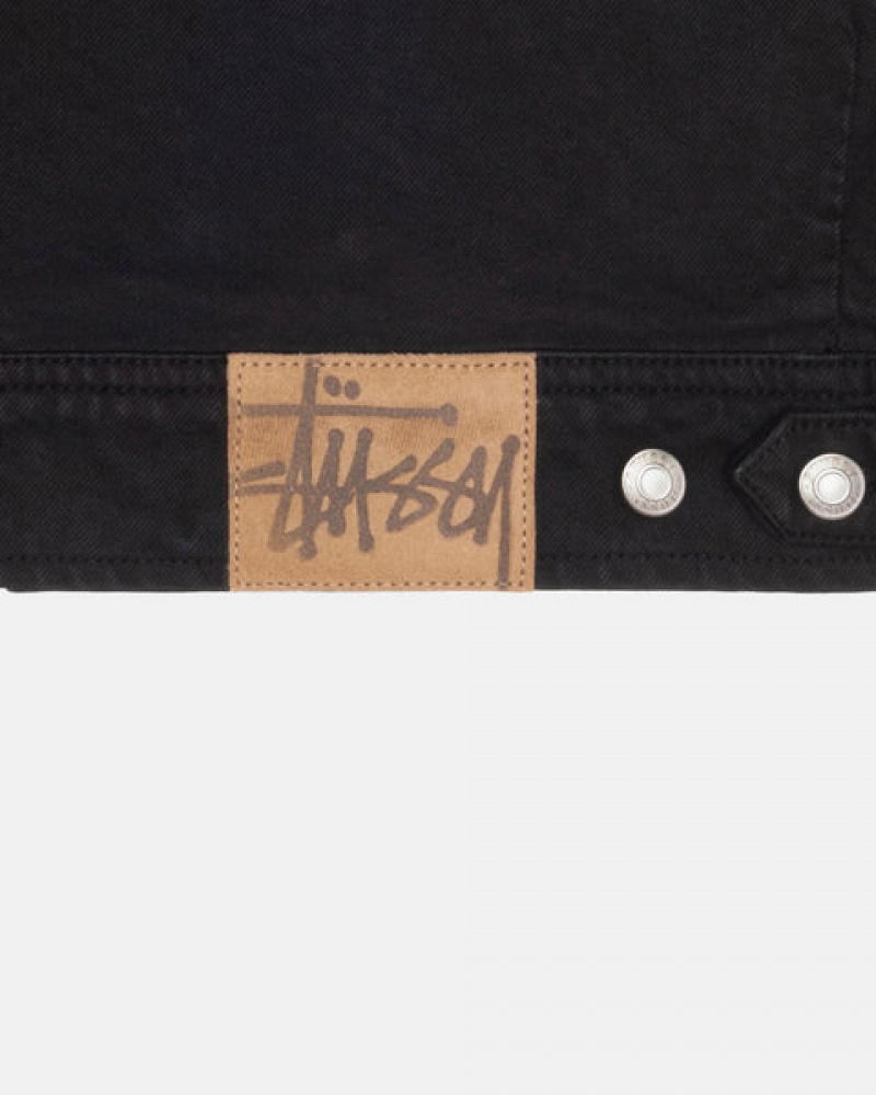 Stussy Zip İş Jacket Overdyed Denim Erkek Siyah Siyah Türkiye | ULI-1305