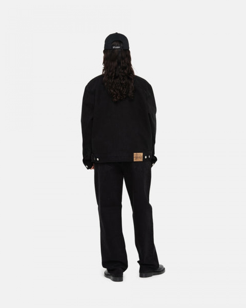 Stussy Zip İş Jacket Overdyed Mont Erkek Siyah Siyah Türkiye | JCN-5531