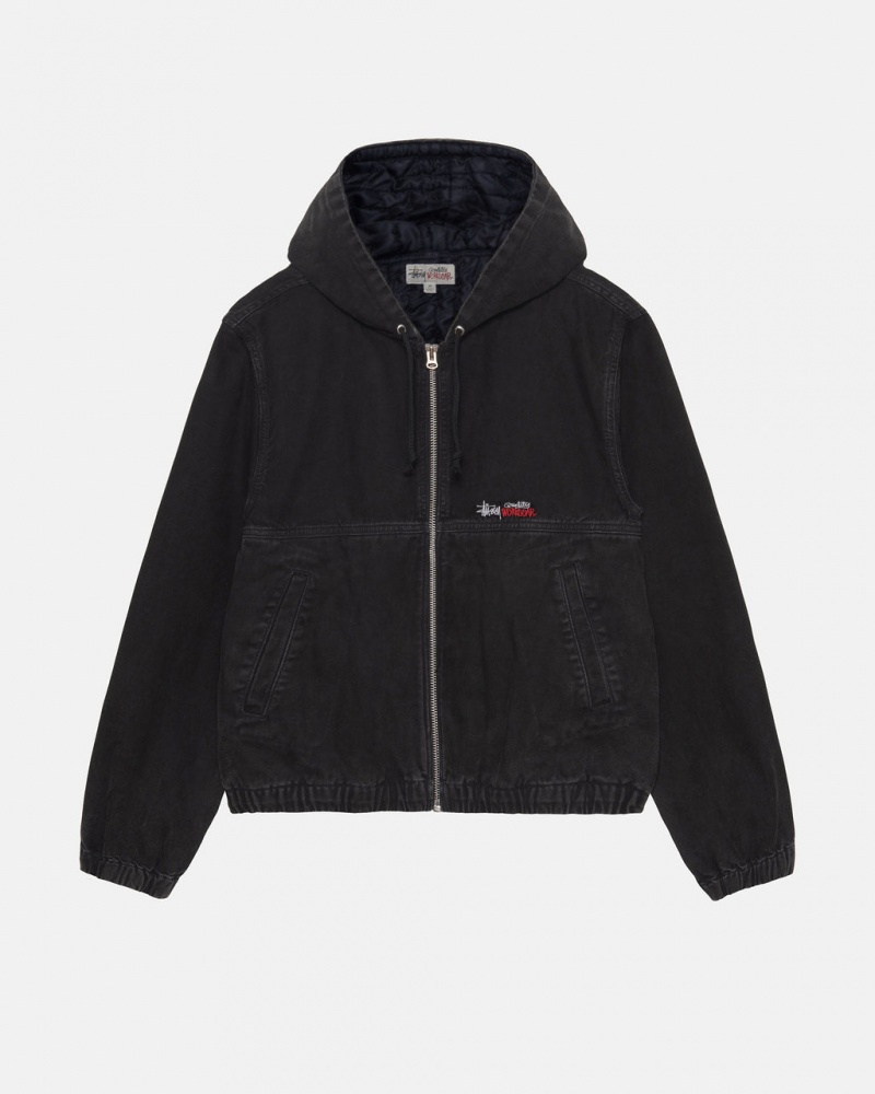 Stussy İş Jacket Insulated Kanvas Mont Erkek Siyah Türkiye | JMU-6452